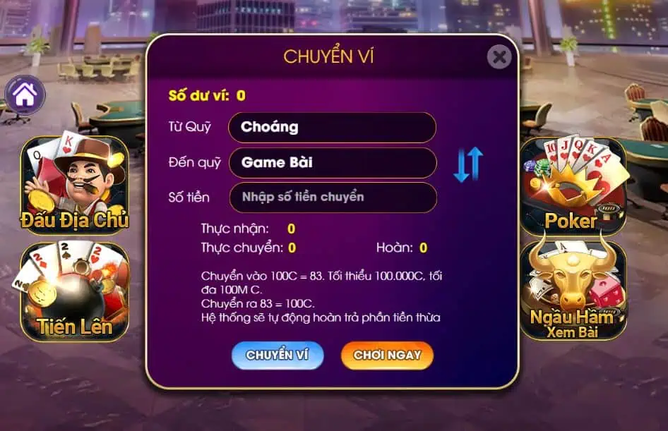 Nạp tiền để chơi