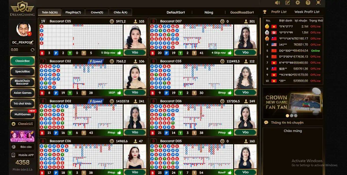 Giao diện tại Choangclub thân thiện với người dùng