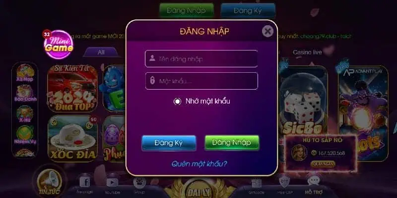 Tham gia Bầu cua Choangclub cần đăng nhập tài khoản 