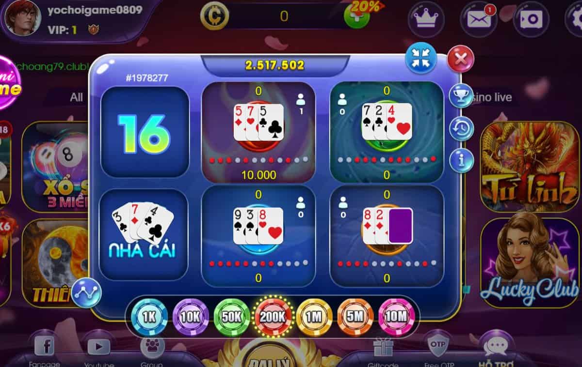 Tứ Linh có nhiều mức cược với tiền thưởng hấp dẫn